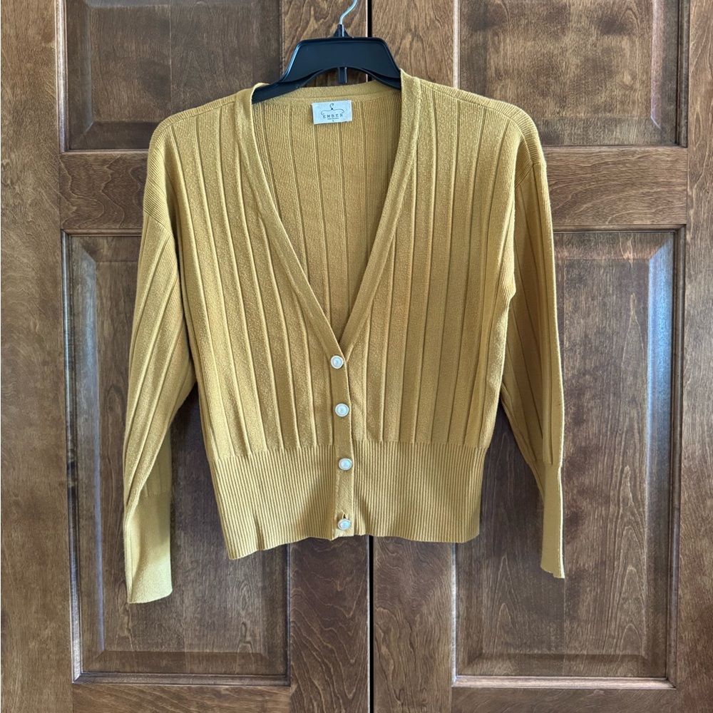 EMBER Mustard Colored Cardigan Sweater - Women's Size Large